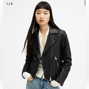 All Saints Dalby Leather Biker Jacket in black. Size 4. Pristine condition.